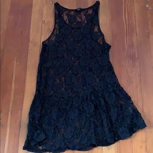 Forever 21 baby doll peplum black lace top medium